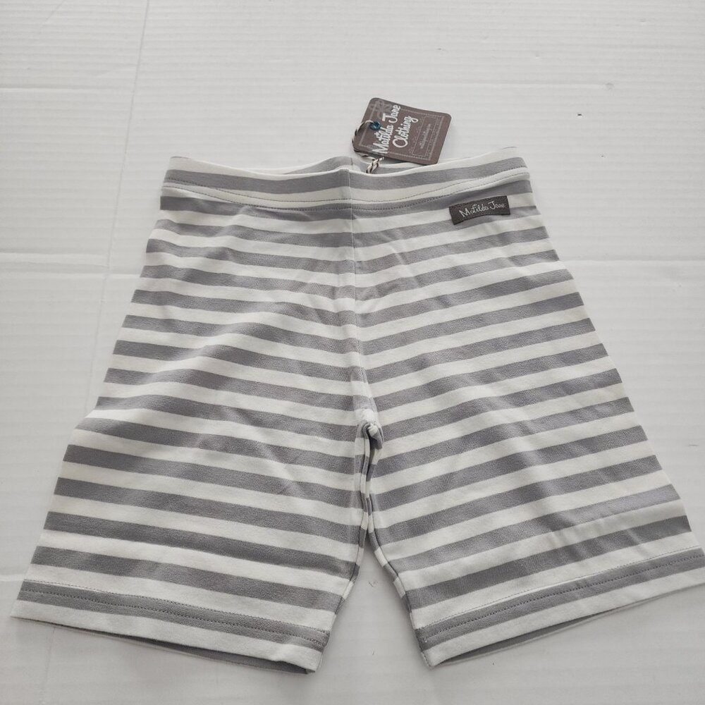 Matilda Jane Jump Right In shorts sz 8 girls White Gray stripes New